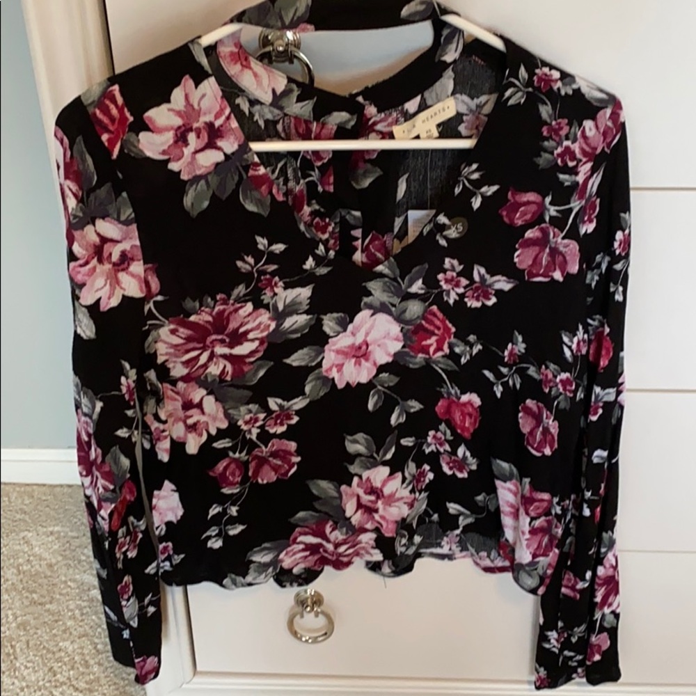 Black and Purple Floral Top